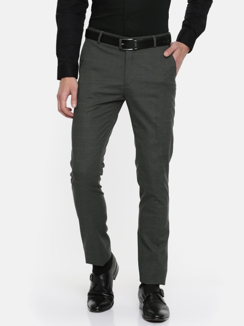 

Arrow New York Men Grey Urban Slim Slim Fit Self-Design Formal Trousers