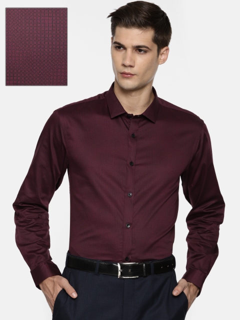 

Arrow New York Men Burgundy Snug Slim Fit Printed Formal Shirt