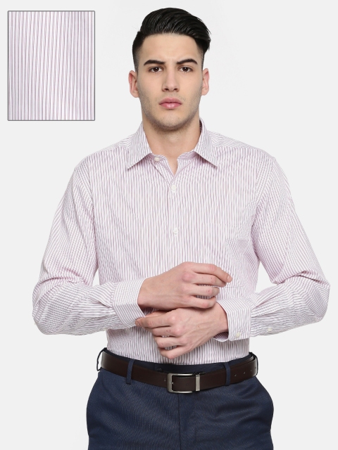 

Arrow Men White & Red Slim Fit Striped Formal Shirt