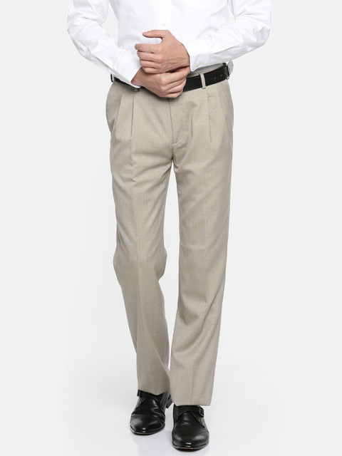 

Arrow Men Beige Slim Fit Solid Formal Trousers