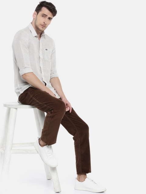 

Arrow Sport Men Beige & Brown Slim Fit Striped Casual Sustainable Shirts