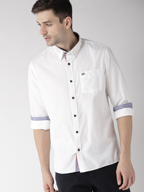 

Arrow Sport Men White Slim Fit Self Design Casual Shirt