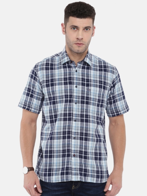 

Arrow Sport Men Navy Blue & White Regular Fit Checked Casual Shirt