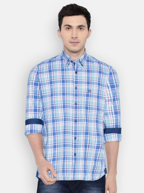 

Arrow Sport Men Blue & White Regular Fit Checked Casual Shirt
