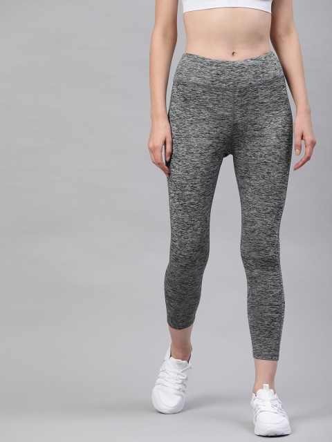 

HRX by Hrithik Roshan Women Black Melange Three-Fourth Tights