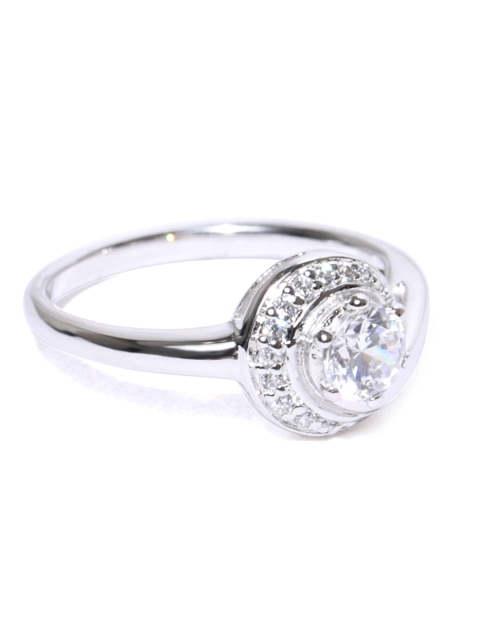 

Peora Rhodium-Plated Sterling Silver CZ Stone-Studded Ring