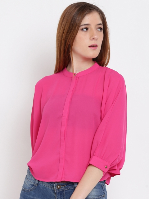 

Madame Women Pink Regular Fit Solid Casual Shirt