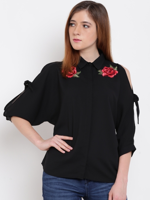 

Madame Women Black Regular Fit Solid Casual Shirt