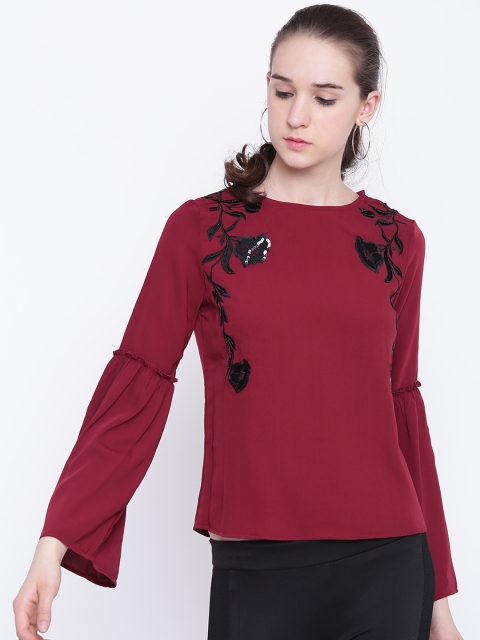 

Madame Women Burgundy Solid Top