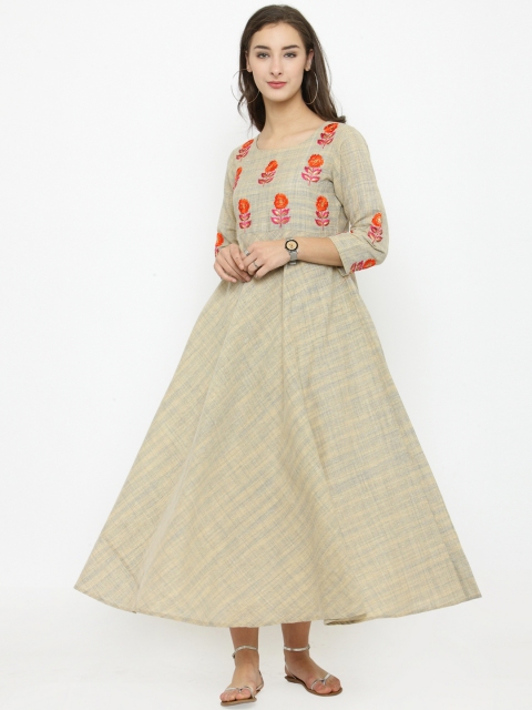 

Varanga Women Beige Printed Maxi Dress