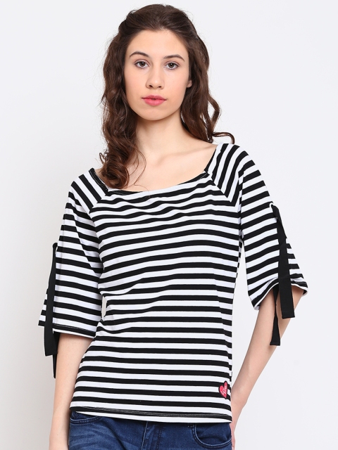

Madame Women Black & White Striped Top