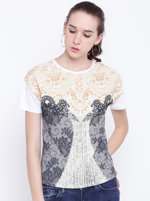 

Madame Women Off-White Printed Top