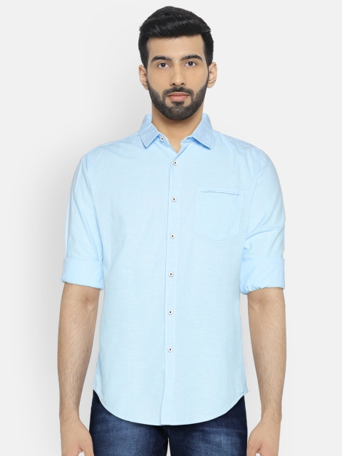 

LOCOMOTIVE Men Blue Slim Fit Solid Casual Shirt