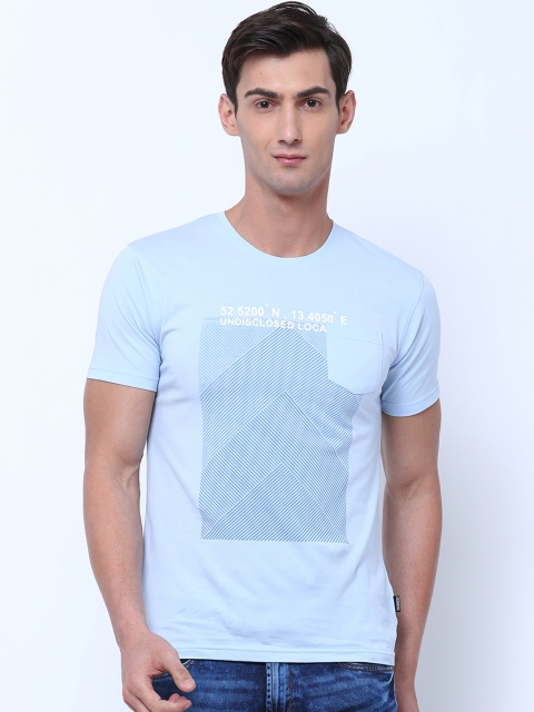 

LOCOMOTIVE Men Blue Solid Round Neck T-shirt