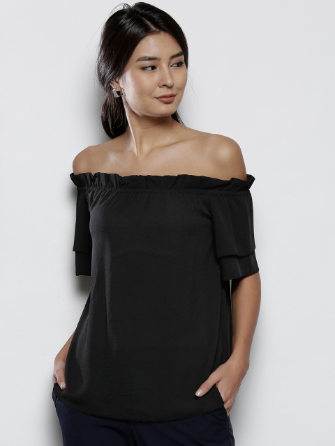 

DOROTHY PERKINS Women Black Solid Bardot Top