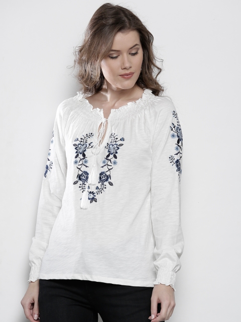 

DOROTHY PERKINS Women Off-White Embroidered Detail Top