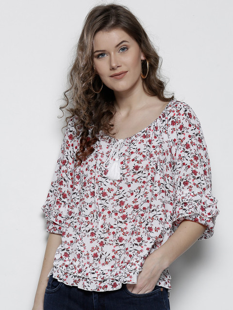 

DOROTHY PERKINS Women White & Red Printed Top