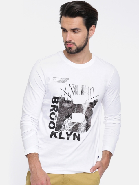 

Parx Men White Printed Round Neck T-shirt