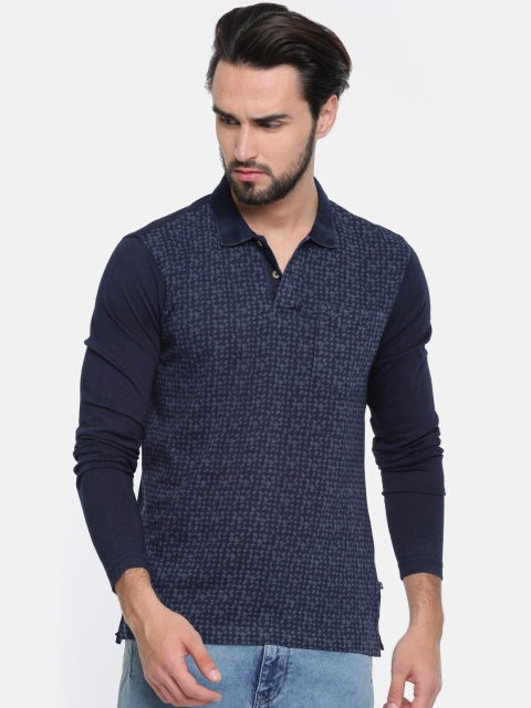 

Parx Men Navy Blue Printed Polo Collar T-shirt