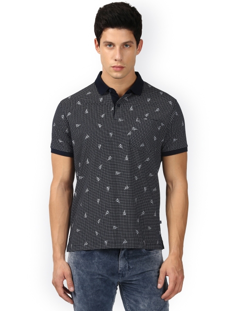 

Parx Men Navy Blue Printed Polo Collar T-shirt