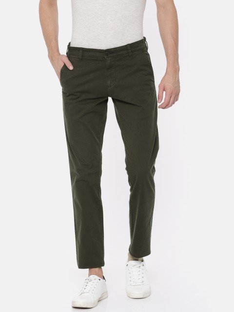 

Parx Men Olive Green Slim Fit Solid Regular Trousers