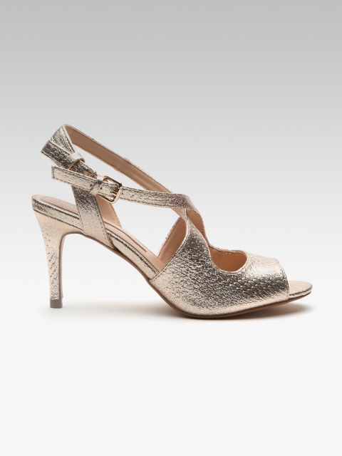 

DOROTHY PERKINS Women Gold-Toned Textured Slim Heels