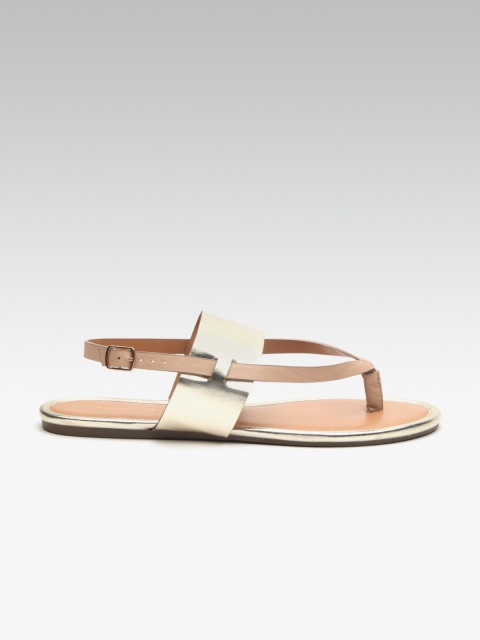 

DOROTHY PERKINS Women Beige & Gold-Toned Solid Open Toe Flats
