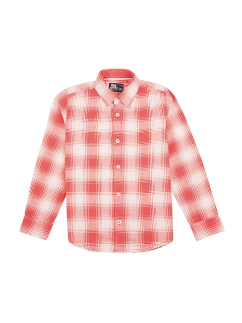 

Flying Machine Boys Orange & White Regular Fit Checked Casual Shirt