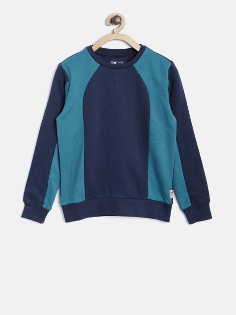 

Flying Machine Boys Navy & Teal Blue Colourblocked Sweatshirt, Navy blue