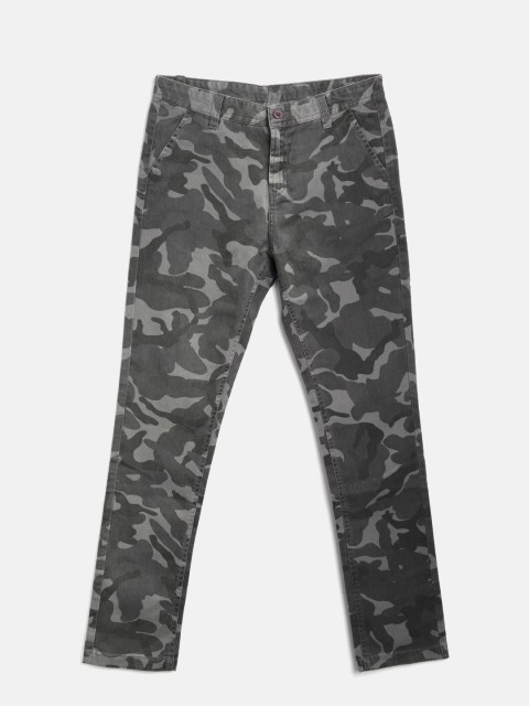 

Flying Machine Boys Grey Camouflage Print Slim Fit Chinos