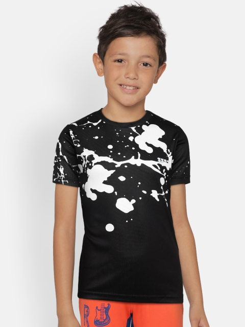 

321 Sportswear Boys Black Printed Round Neck T-shirt