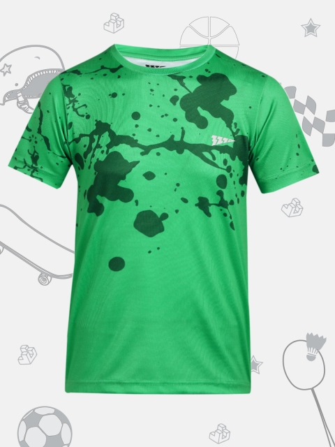 

321 Sportswear Boys Green Printed Round Neck T-shirt