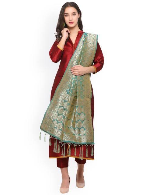 

Bhelpuri Green Woven Design Dupatta