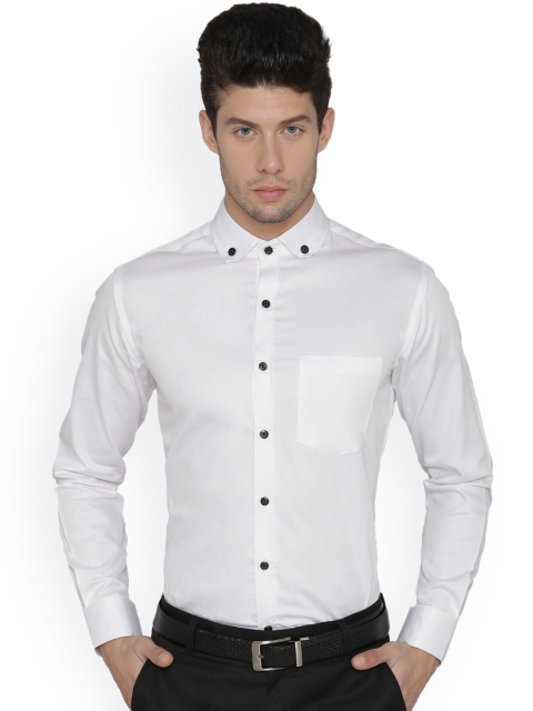 

Dazzio Men White Modern Slim Fit Solid Shirt