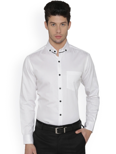 

Dazzio Men White Modern Slim Fit Solid Semiformal Shirt