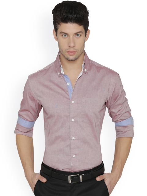 

Dazzio Men Mauve Slim Fit Solid Semiformal Shirt
