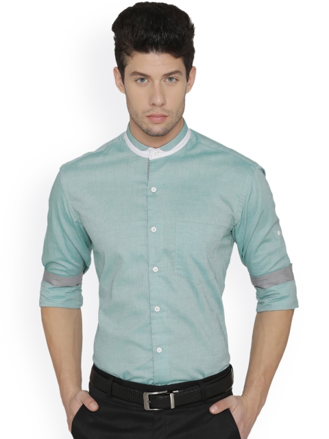

Dazzio Men Green Slim Fit Solid Shirt