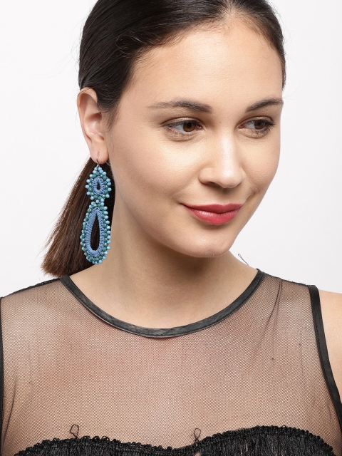 

Ayesha Green & Blue Teardrop Shaped Drop Earrings