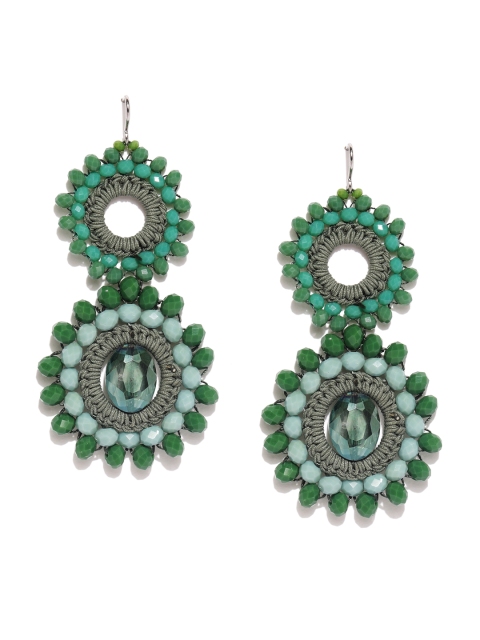

Ayesha Green Circular Drop Earrings