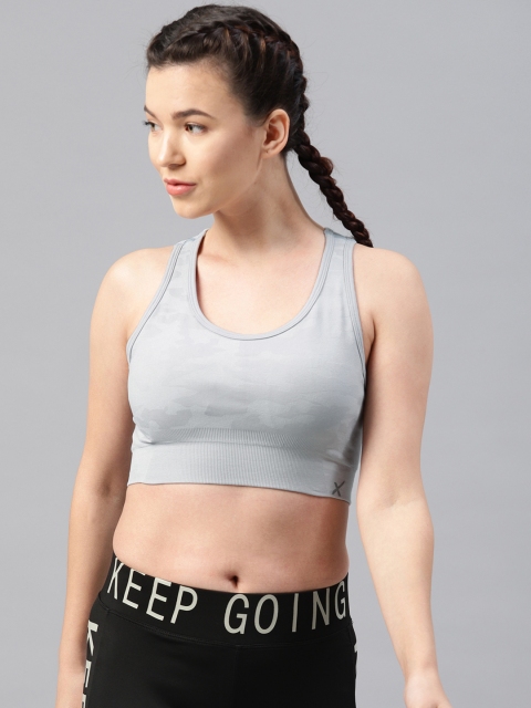 

HRX by Hrithik Roshan Grey Seamless RAPID-DRY Non-Wired Lightly Padded Sports Bra HRX-SS18