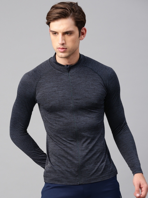 

HRX Active by Hrithik Roshan Men Charcoal Grey Rapid Dry Printed High-Neck T-shirt