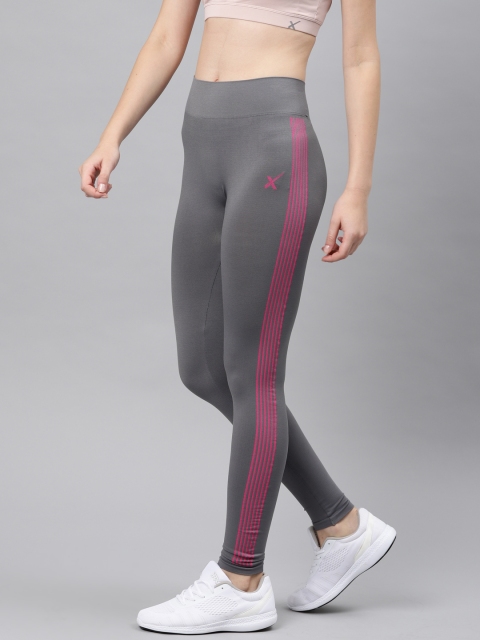 

HRX Active by Hrithik Roshan Women Grey Solid Seamless Tights