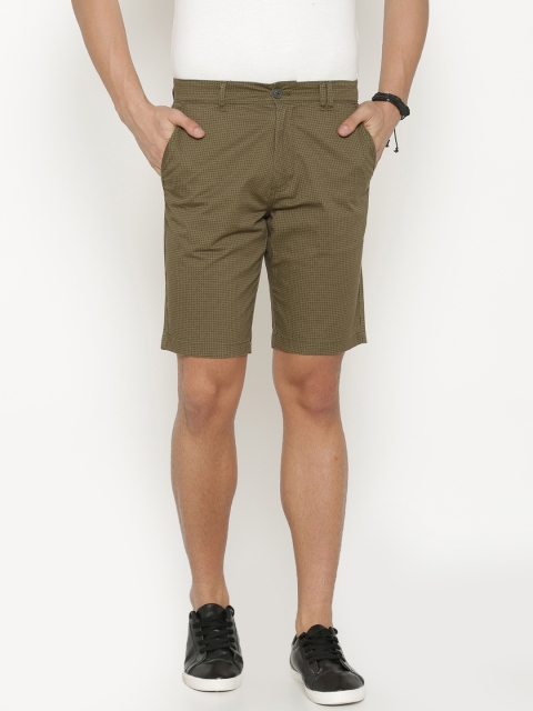 

t-base Men Olive Green Printed Regular Fit Chino Shorts