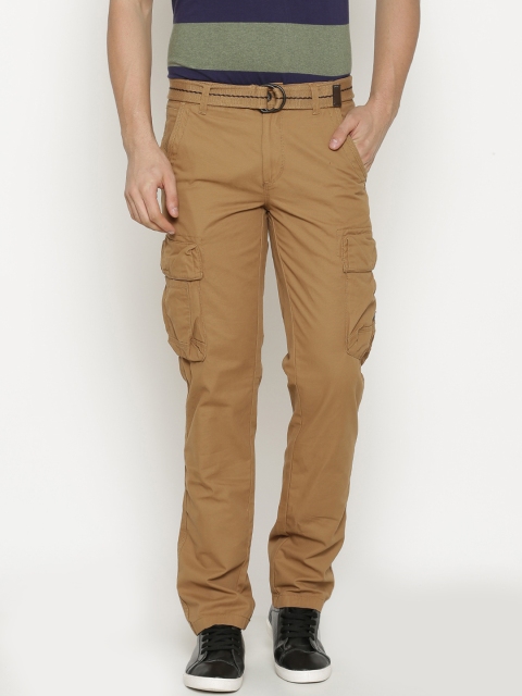 

t-base Men Khaki Comfort Regular Fit Solid Cargos