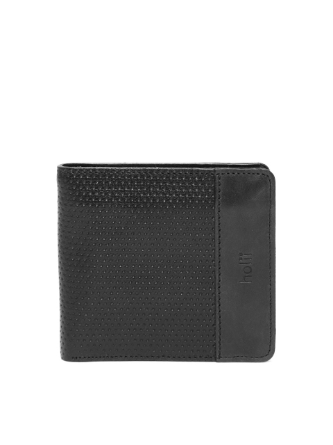 

Holii Men Black Textured Two Fold Wallet