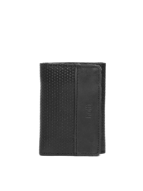 

Holii Men Black Textured Three Fold Wallet