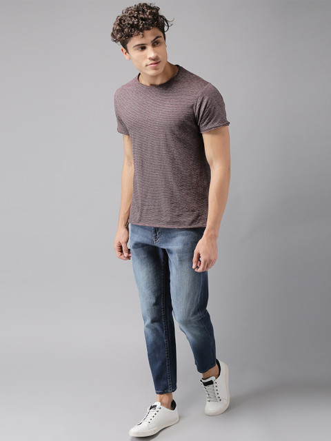 

HERE&NOW Men Blue Tapered Fit Cropped Mid-Rise Clean Look Stretchable Jeans