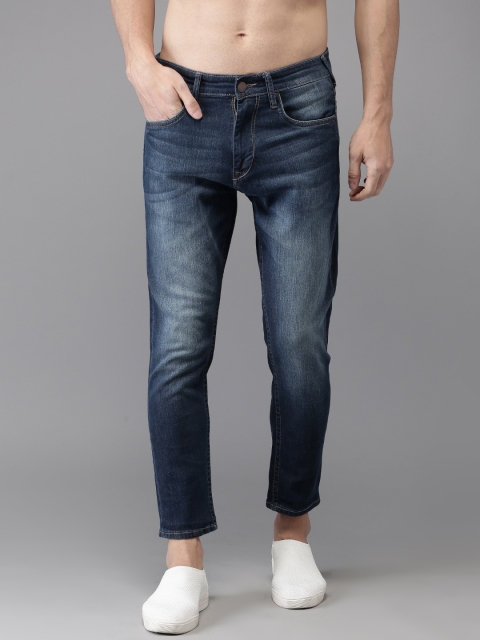 

HERE&NOW Men Blue Slim Fit Mid-Rise Clean Look Cropped Stretchable Jeans