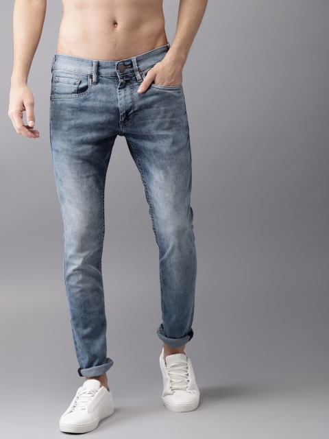 

HERE&NOW Men Blue Skinny Fit Mid-Rise Clean Look Stretchable Jeans