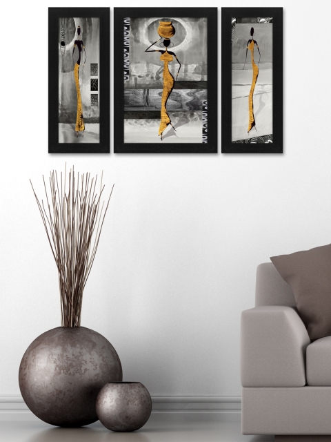 

Story@Home Black & Yellow Set of 3 Wall Art